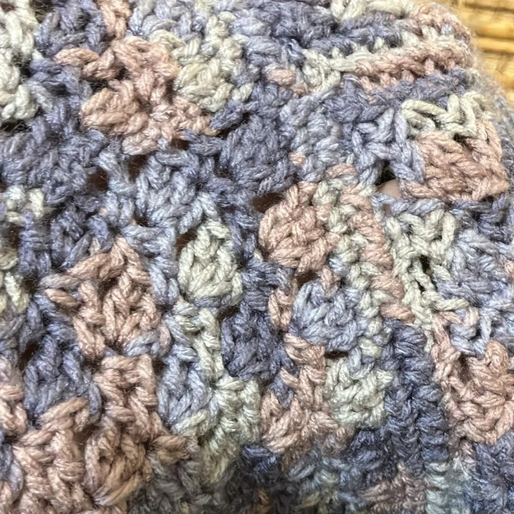 Women’s crochet hood balaclava hooded scarf handmade head covering purple hat